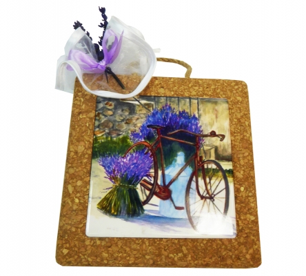 Bomboniere Matrimonio Anniversario Sottopentola Sughero Bicicletta Lavanda Sacchetto Stabilizzata