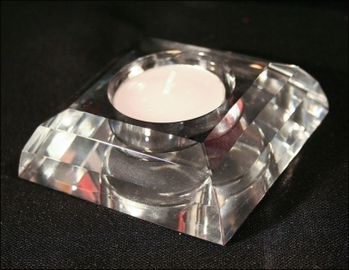 Porta Tealight Vetro Quadrato Trasparente 8x8