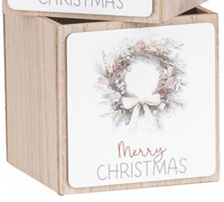 Cassetta Legno Natale 12x12x12 Composizione Floreale Addobbi