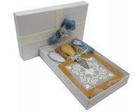 Bomboniere Matrimonio Anniversario Confezionata Scatolina Tagliere Maiolica Set Formaggio