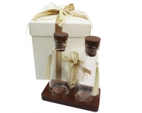 Bomboniere Matrimonio Scatolina Pvc Coppia Bottiglie Base Legno