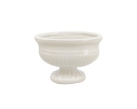 Coppa Ovale Ceramica Bianca 12,5x7x9 Decorazione Composizione Floreale