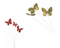 Ramo 3 Farfalle Metallizzate Decorative Composizione Natale
